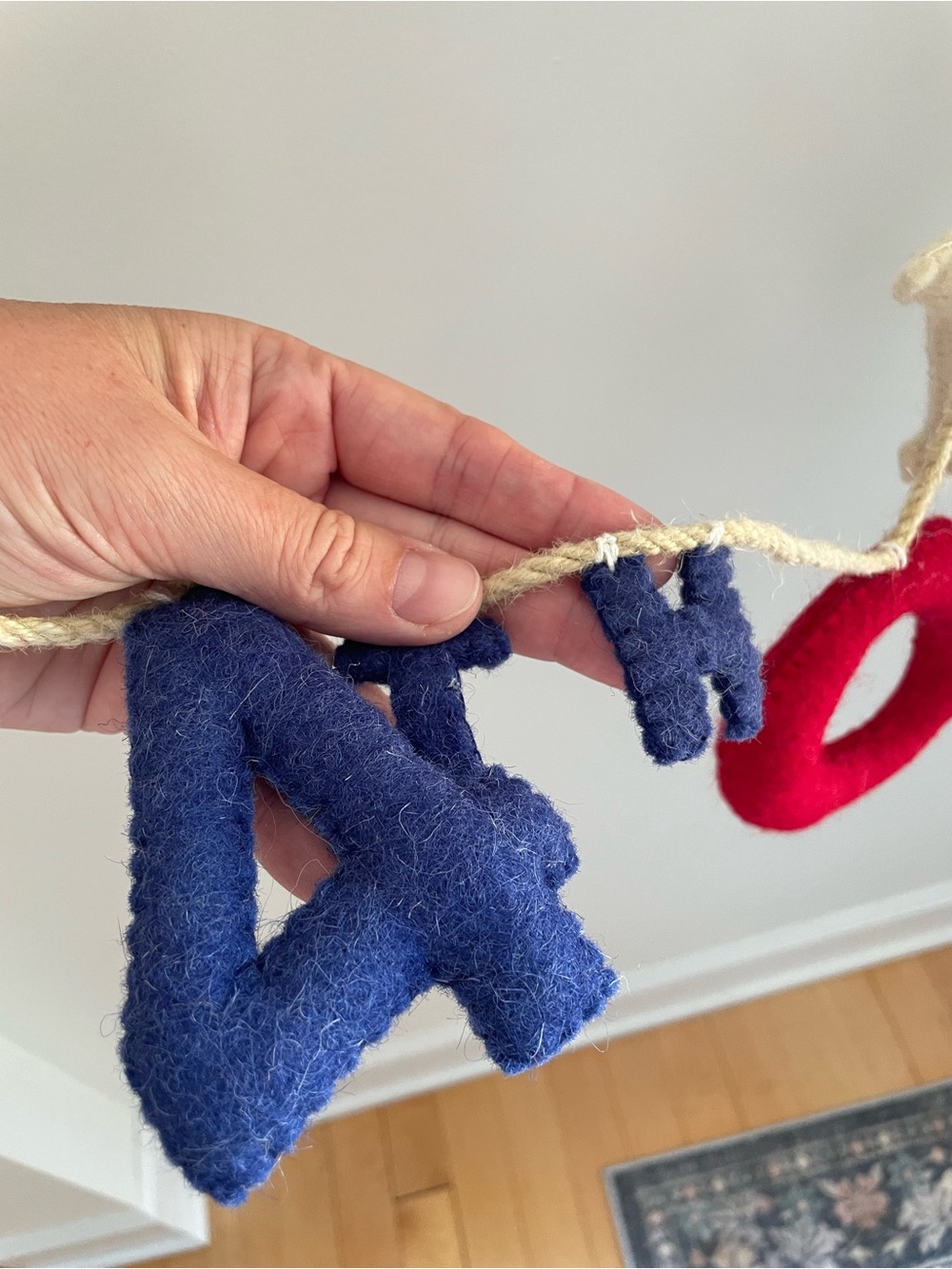 Felt Letter Garland "Happy 4th of July” in Red, White & Blue - Picture 3 of 3